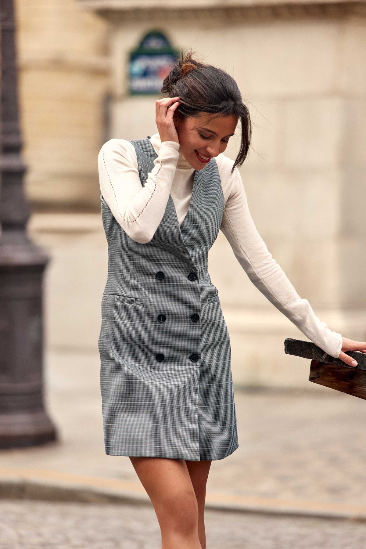 Robe tailleur courte grise - Raisy