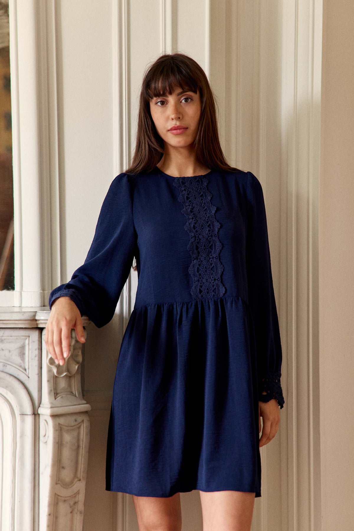 Robe courte dentelle marine - Riel