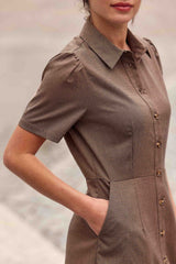 Robe courte à carreaux marron - Riny