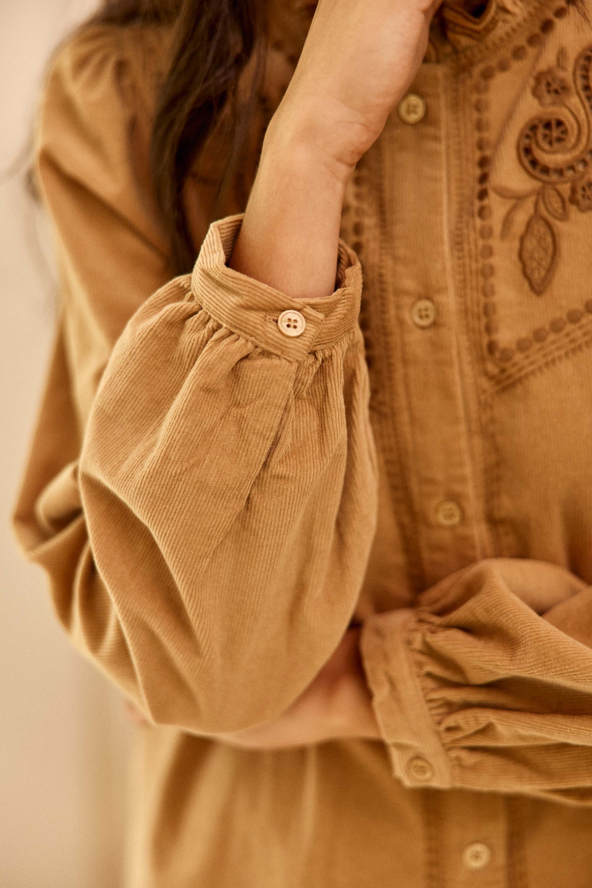 Robe velours côtelé beige - Riya