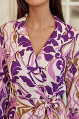 Robe courte violette à motifs - Romia