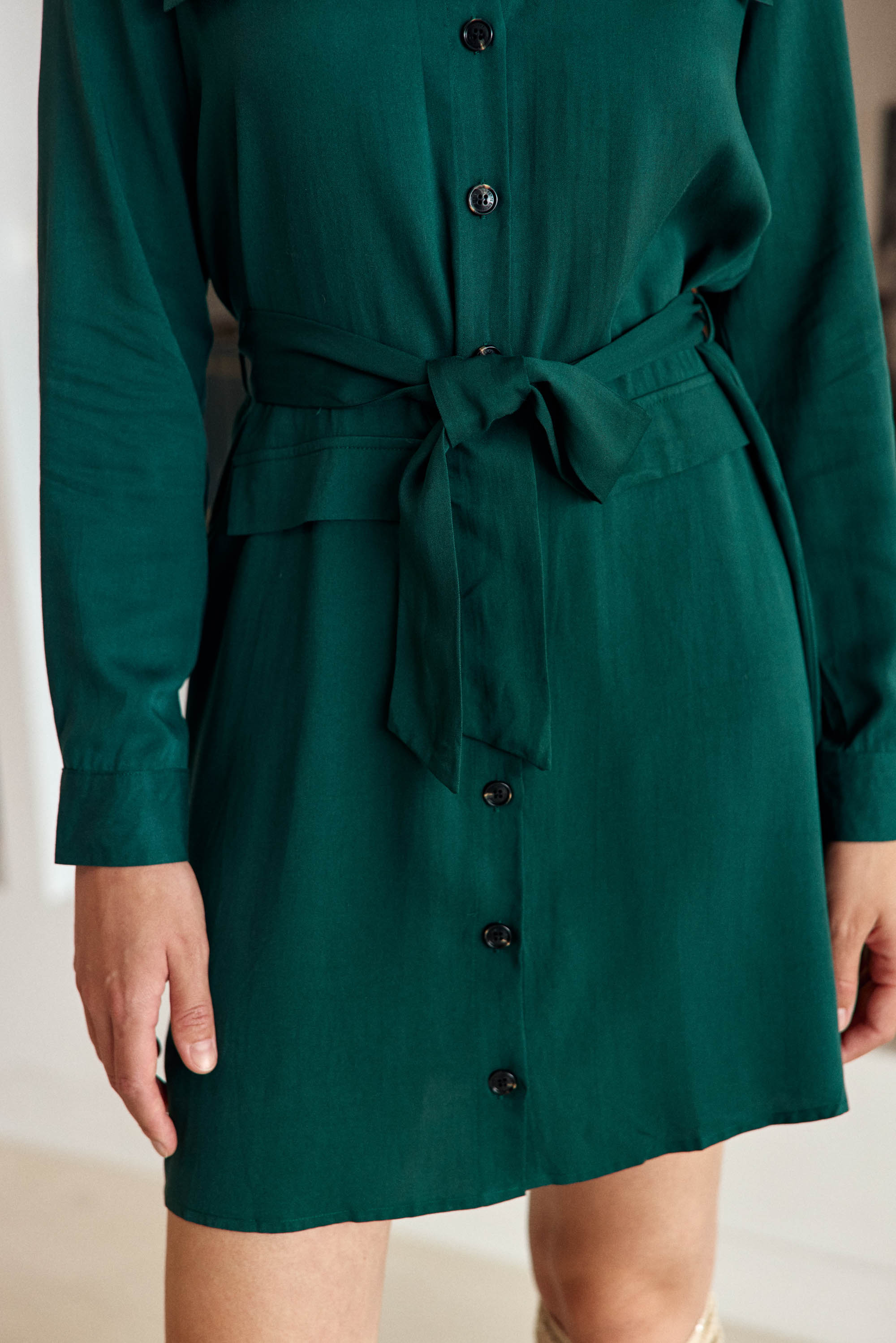 Robe chemise courte verte - Roni