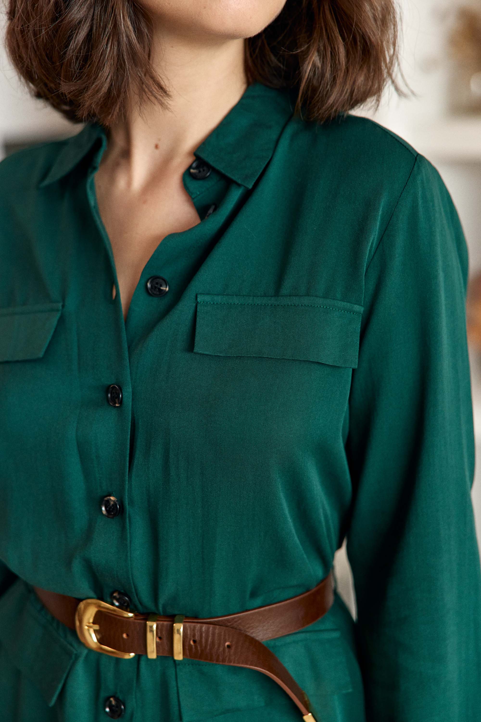 Robe chemise courte verte - Roni