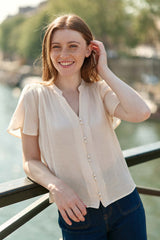 Top écru effet gaufré - Tacha