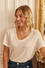 T-shirt col V écru - Thana