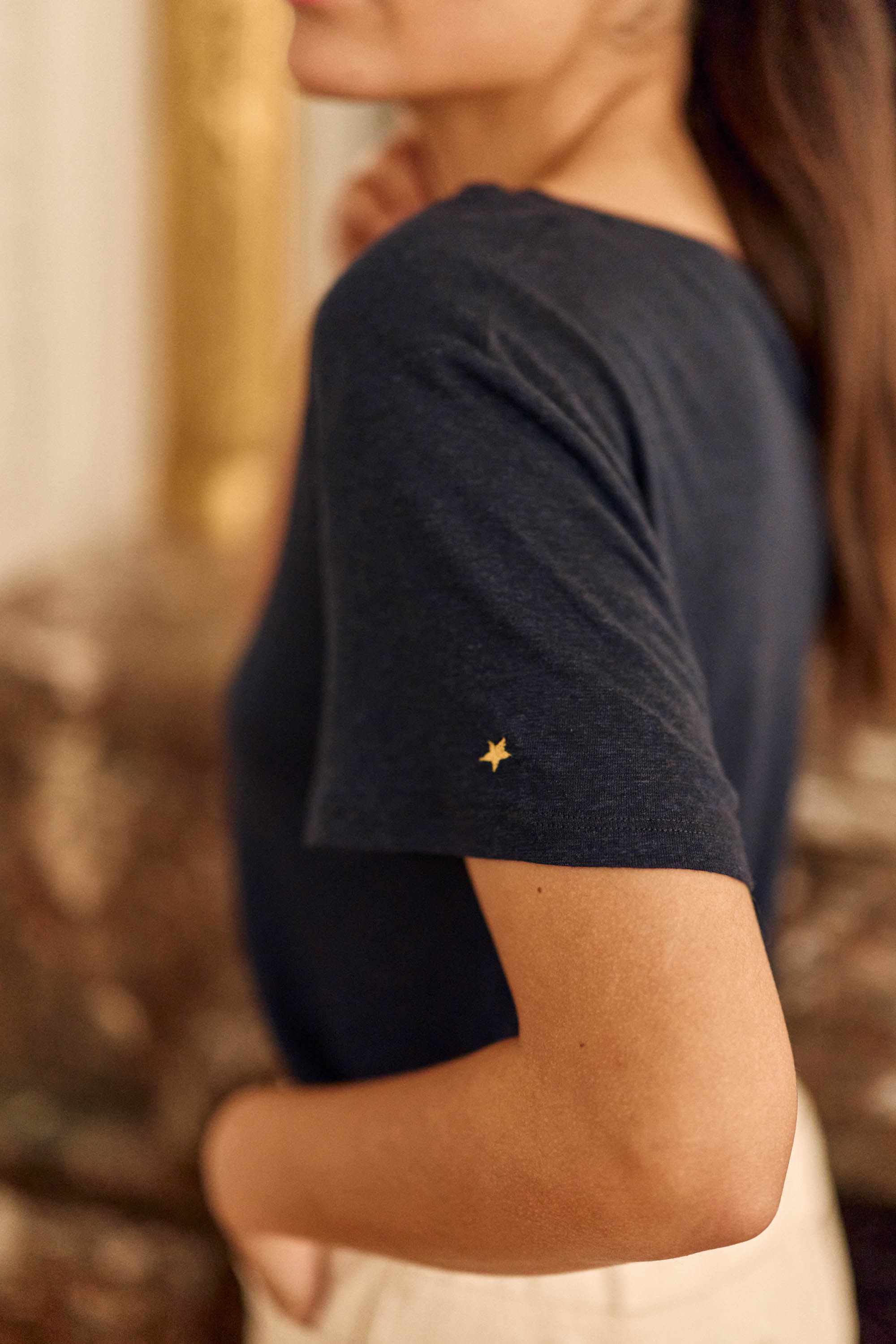 T-shirt col V marine - Thana