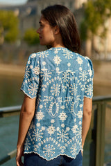 Top brodé manches courtes - Thea