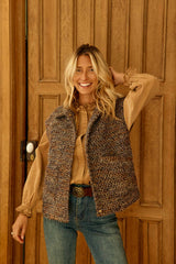 Veste sans manches en tweed marron - Vaya