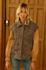 Veste sans manches en tweed marron - Vaya