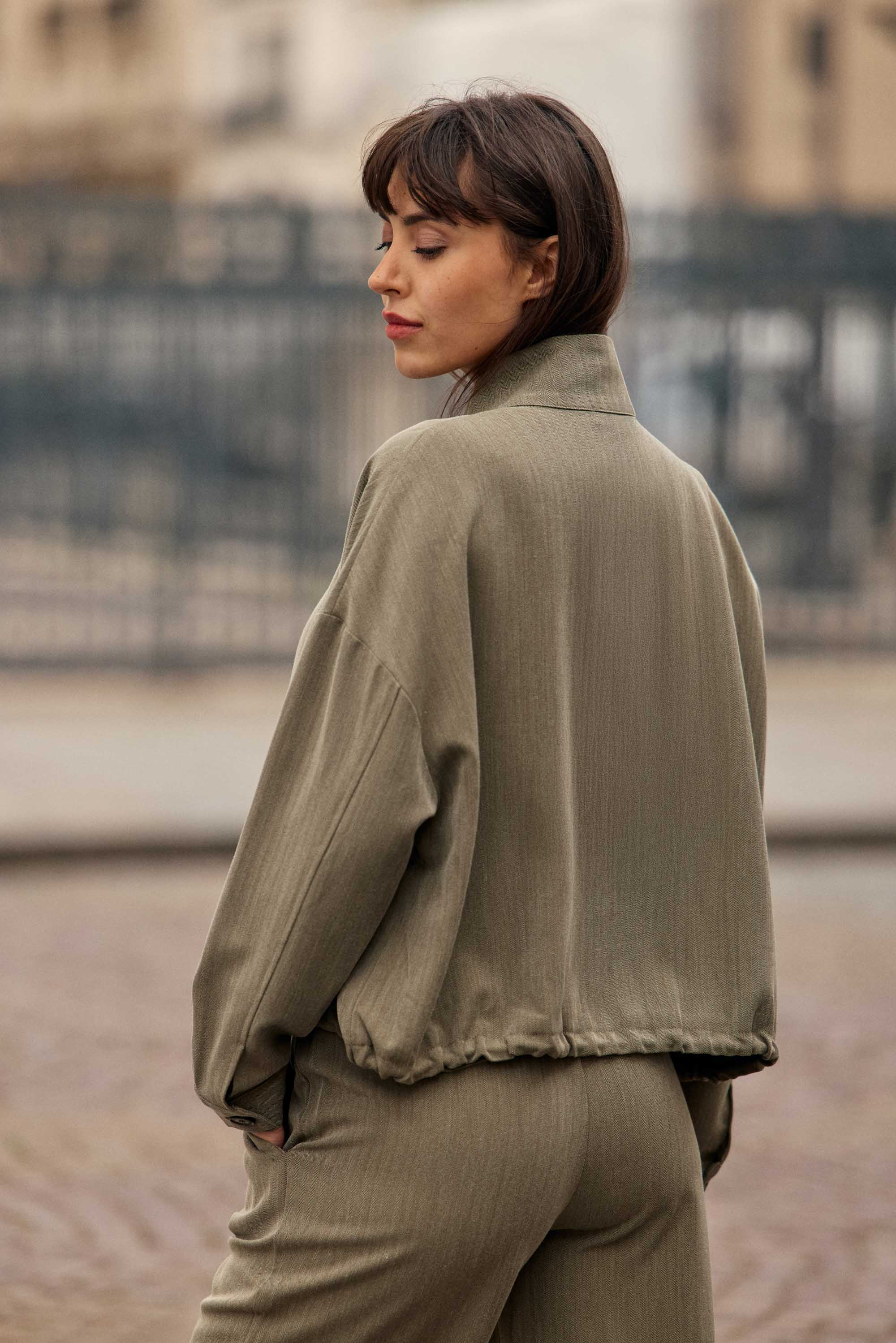 Veste col montant kaki - Vely