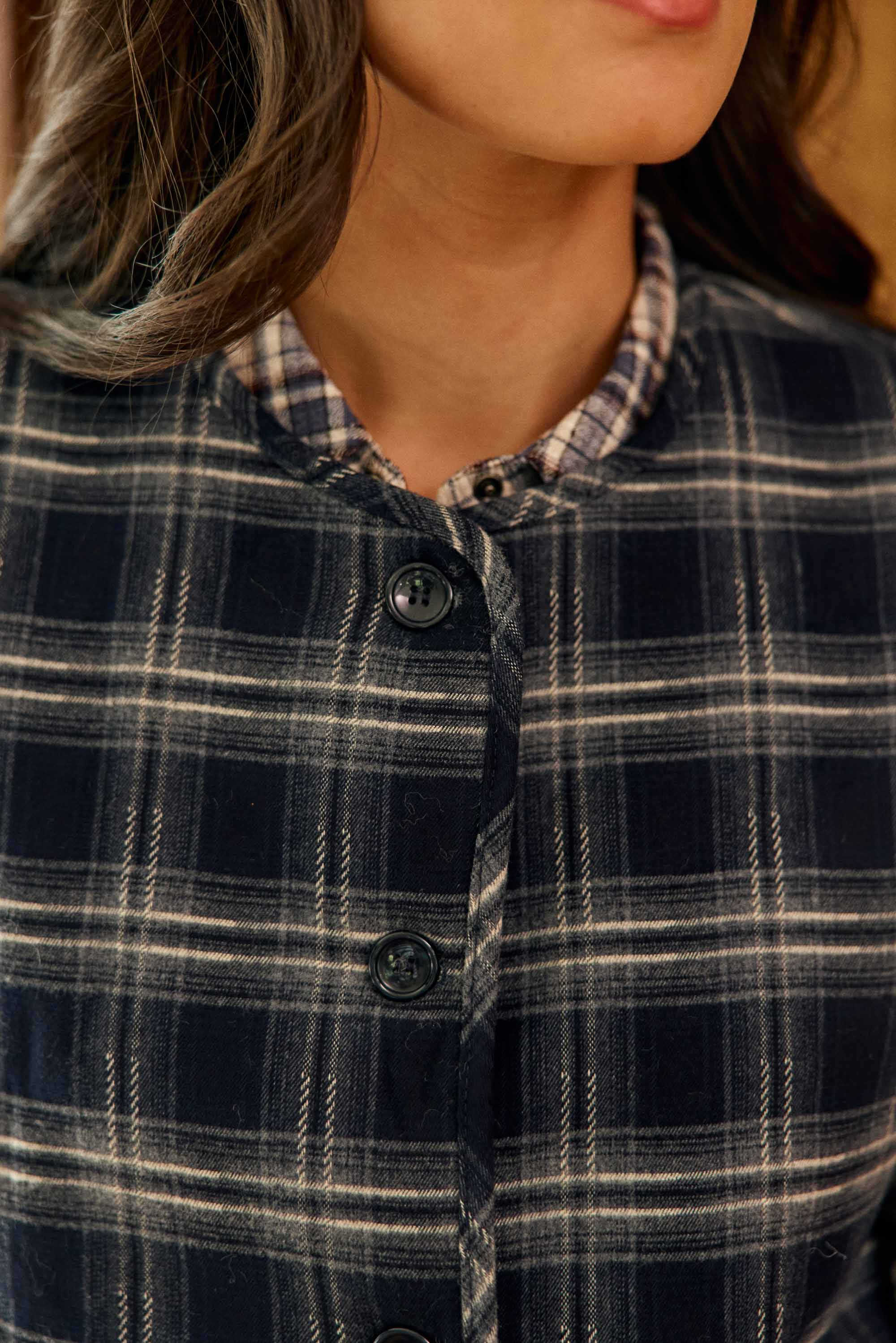 Veste sans manches à carreaux marine - Vinka