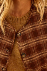 Veste sans manches à carreaux marron - Vinka