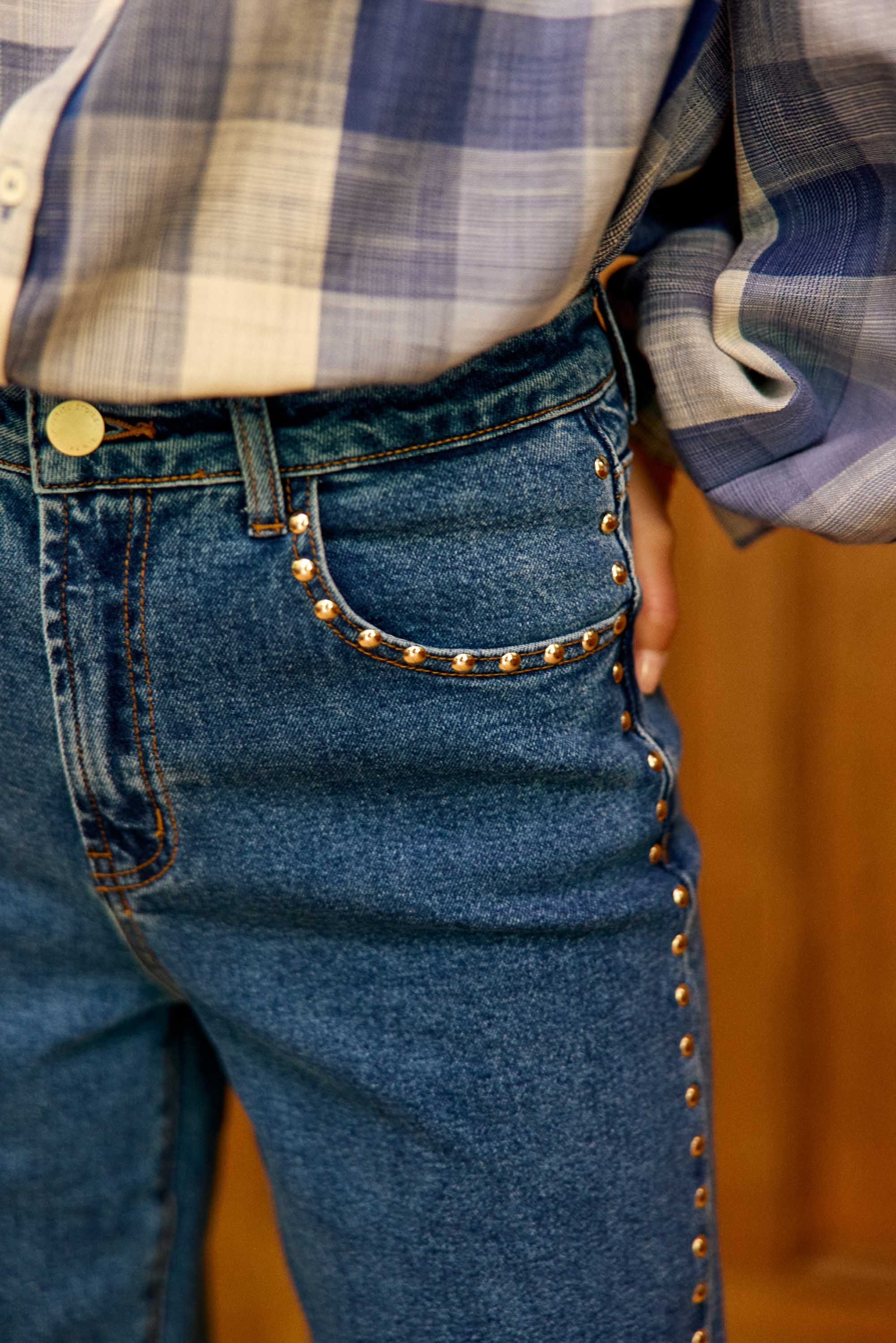 Jean denim à studs - Zephyn